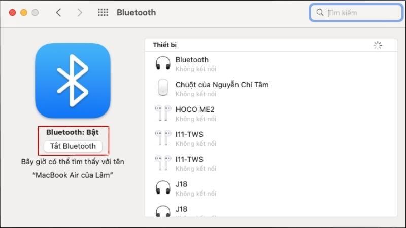 Bật Bluetooth 