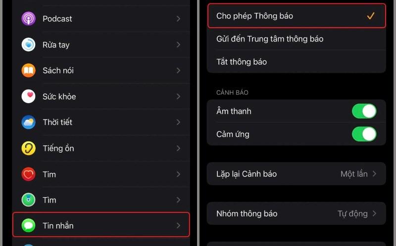 Bật thông báo cho ứng dụng