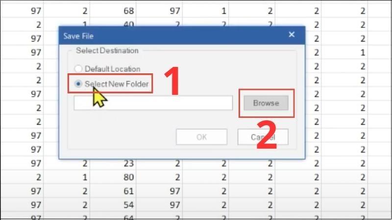 Chọn Select New Folder > Chọn Browse