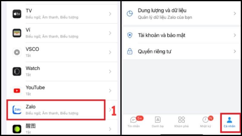 Mở ứng dụng Zalo và vào mục Cá nhân