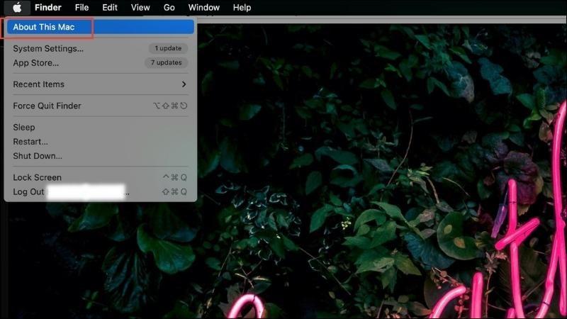 Nhấp vào mục About this Mac logo Apple > Chọn About This Mac