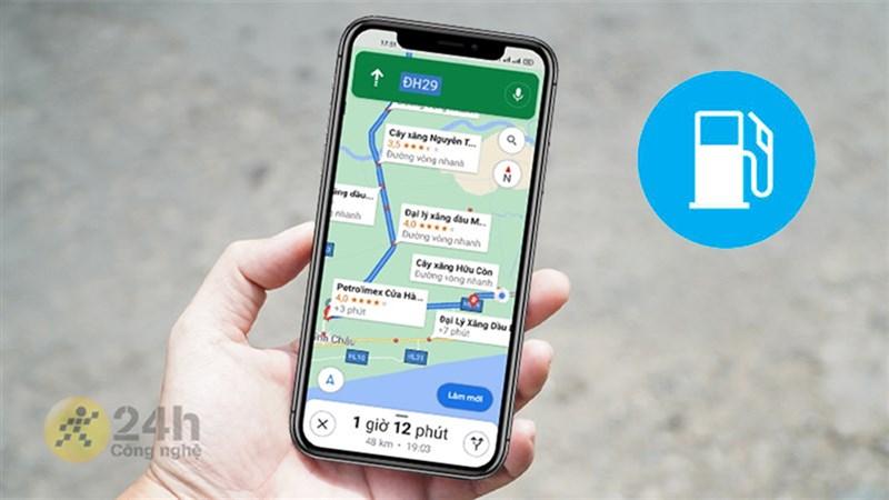 Tìm kiếm cây xăng trên Google Maps