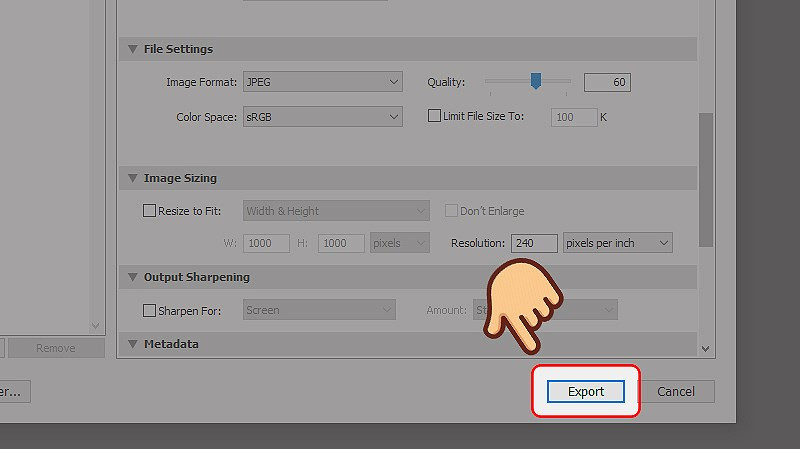 alt text: Bước 7 xuất ảnh Lightroom trên máy tính