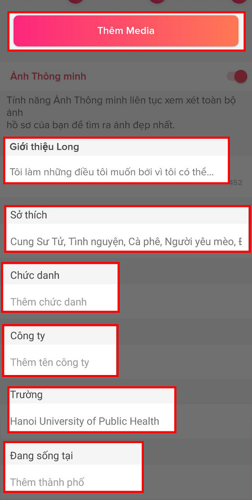 alt text: Chỉnh sửa hồ sơ Tinder