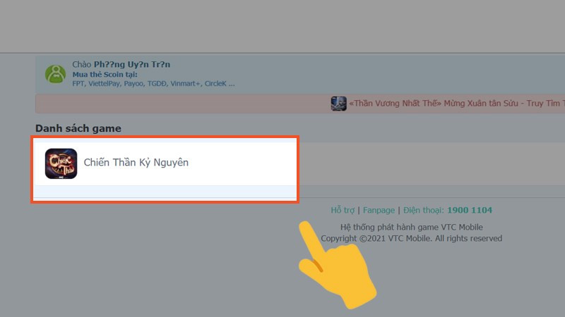 alt text: Chọn game Chiến Thần Kỷ Nguyên