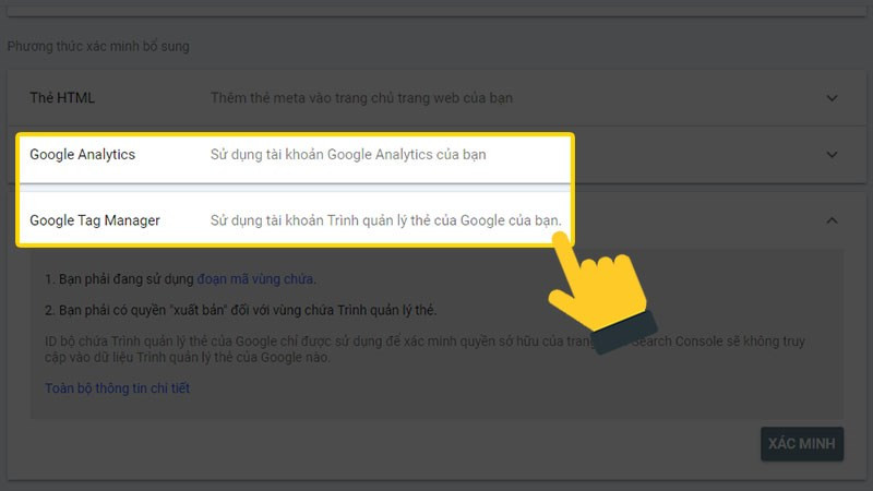 Alt: Xác minh qua Google Analytics