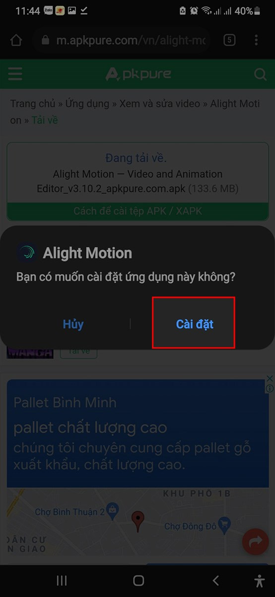 Chọn Cài đặt