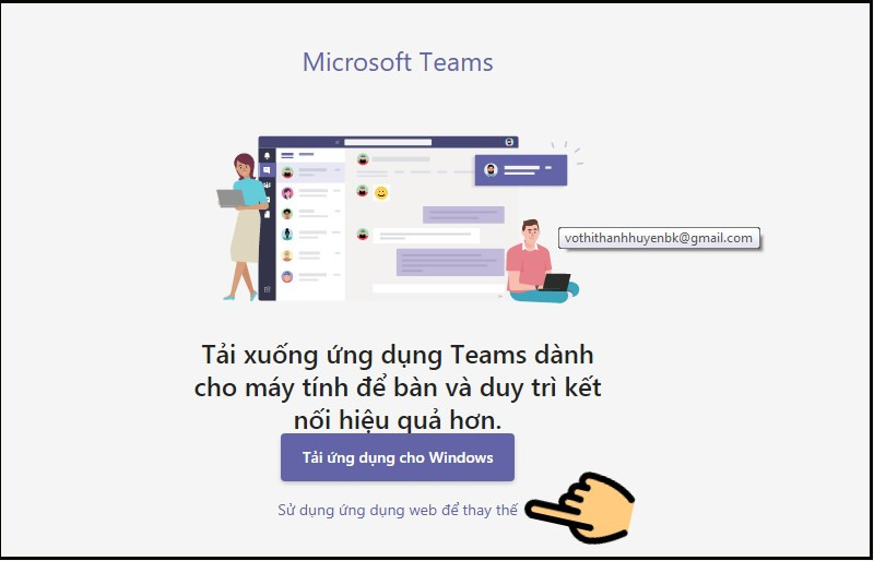 Chọn Sử dụng ứng dụng web để thay thế