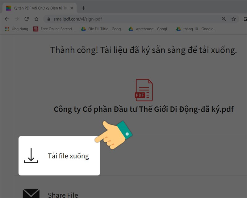 Chọn Tải file xuống