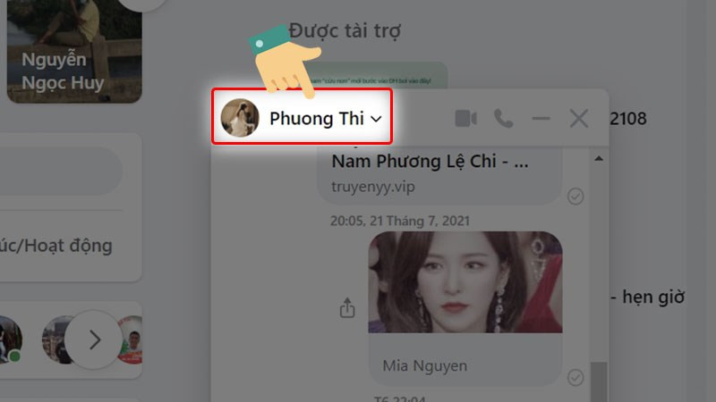 Chọn vào Biểu tượng Mũi tên chỉ xuống