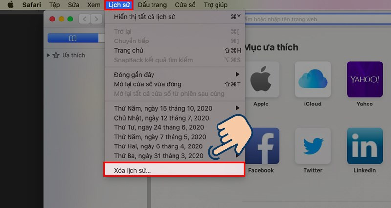 Chọn Xóa lịch sử để xóa.