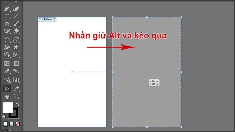 Click chuột vào bảng vẽ có sẵn và nhấn giữ Alt sau đó kéo qua 