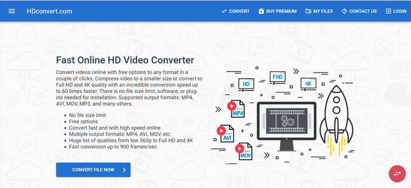 HDconvert.com - Nâng cấp video lên HD online