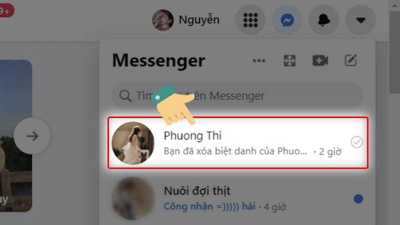 Nhấn vào người dùng bạn muốn đặt biệt hiệu