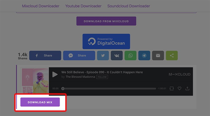 Tải nhạc từ Mixcloud Downloader