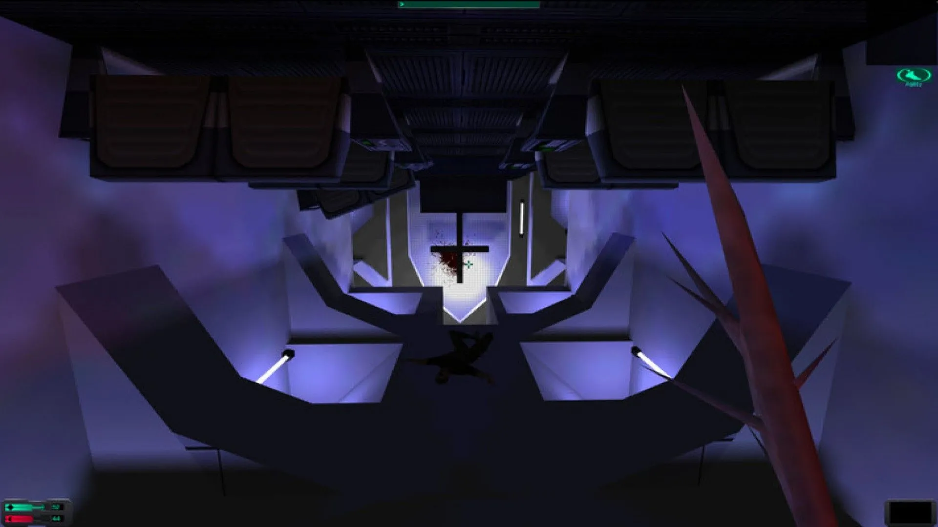 Ảnh chụp màn hình từ System Shock 2 Remaster thể hiện không khí u ám
