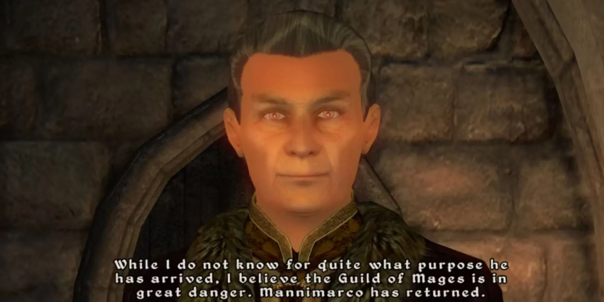 Bá tước Hassildor đưa ra lời cảnh báo cho Hội Pháp Sư trong game Oblivion