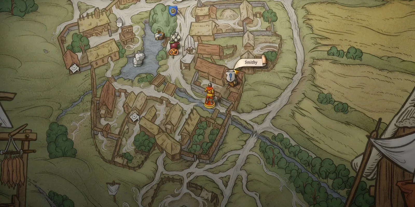 Bản đồ Kingdom Come Deliverance 2 chỉ vị trí Miskowitz và lò rèn để bắt đầu nhiệm vụ Hush My Darling