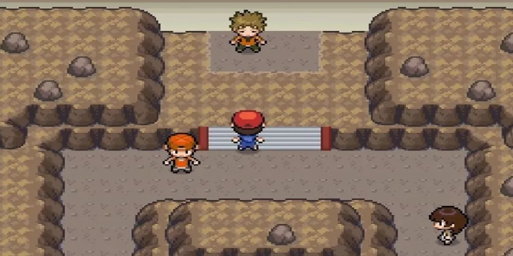 Bên trong Nhà thi đấu Pewter, ngay trước trận chiến với Thủ lĩnh Brock trong Pokemon Infinite Fusion
