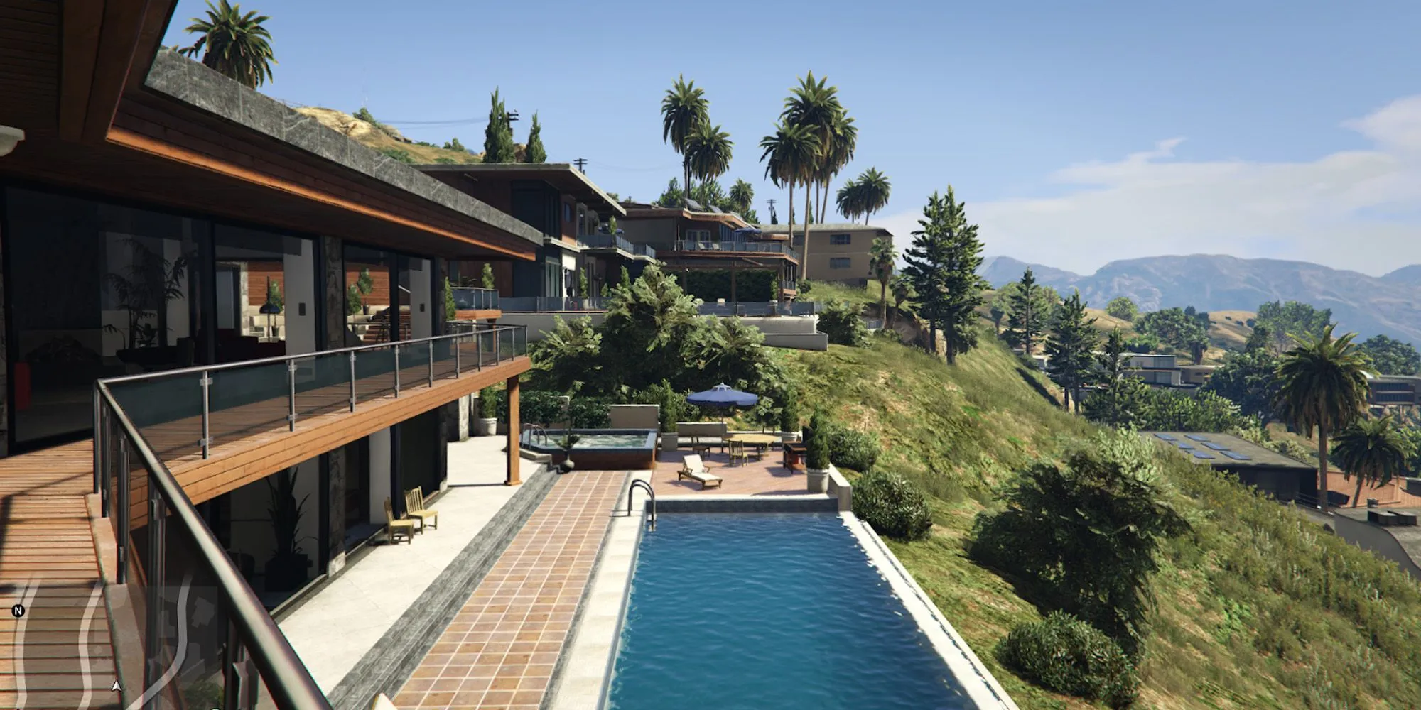Biển hiệu Vinewood nổi tiếng trên sườn đồi ở Los Santos, biểu tượng của sự xa hoa