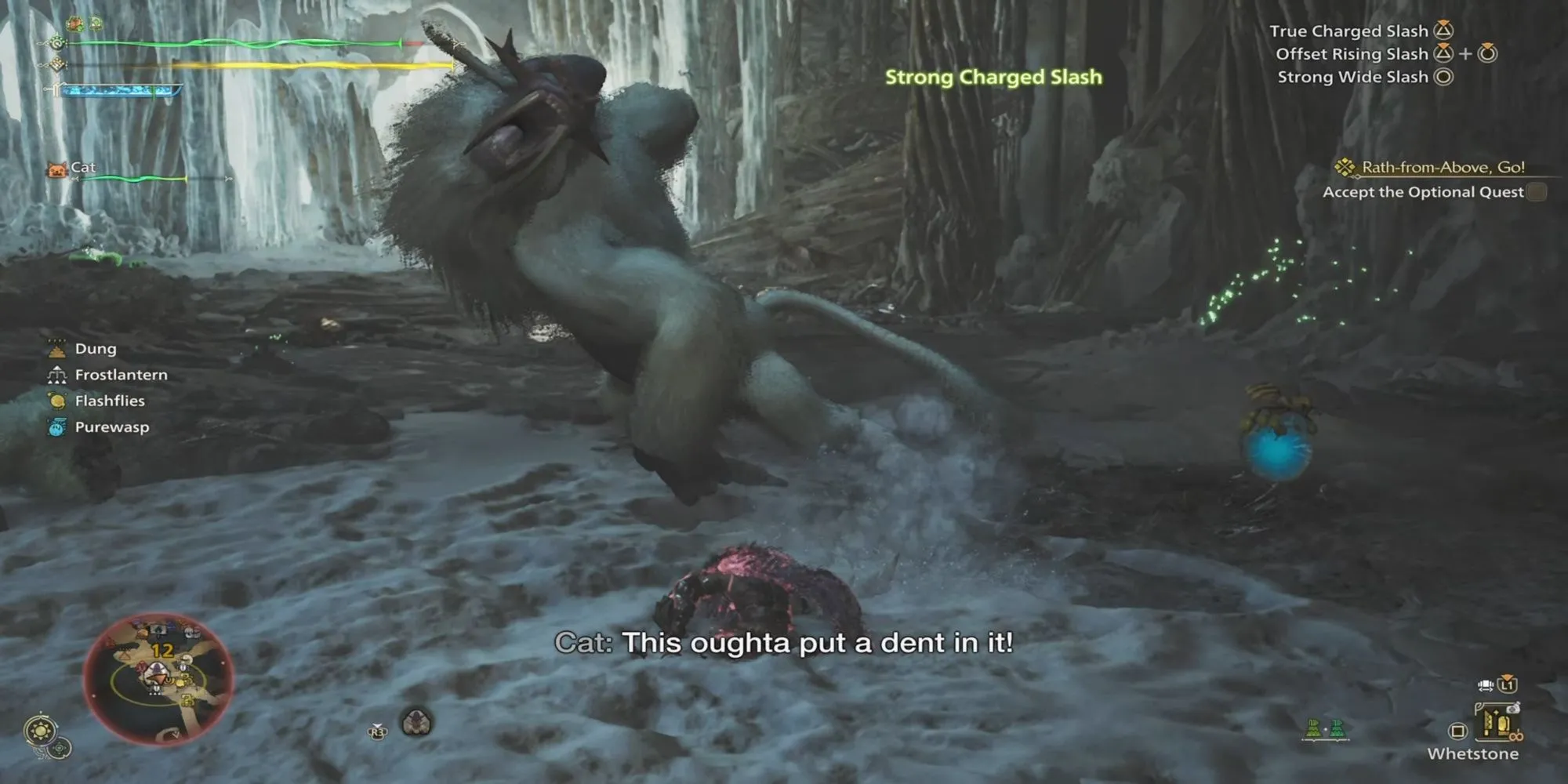 Blangonga, quái thú lông trắng đầy cơ bắp trong Monster Hunter Wilds, đang gầm thét giữa tuyết