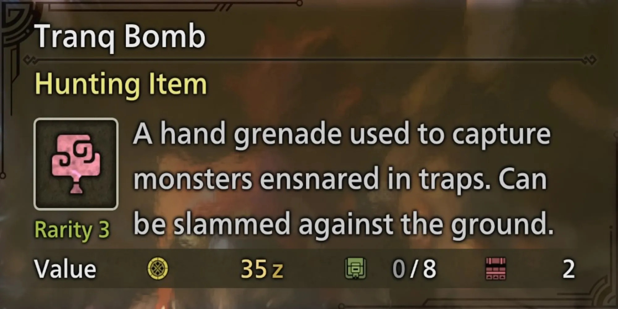 Bom ru ngủ (Tranq Bomb) dùng để bắt sống quái vật trong Monster Hunter Wilds