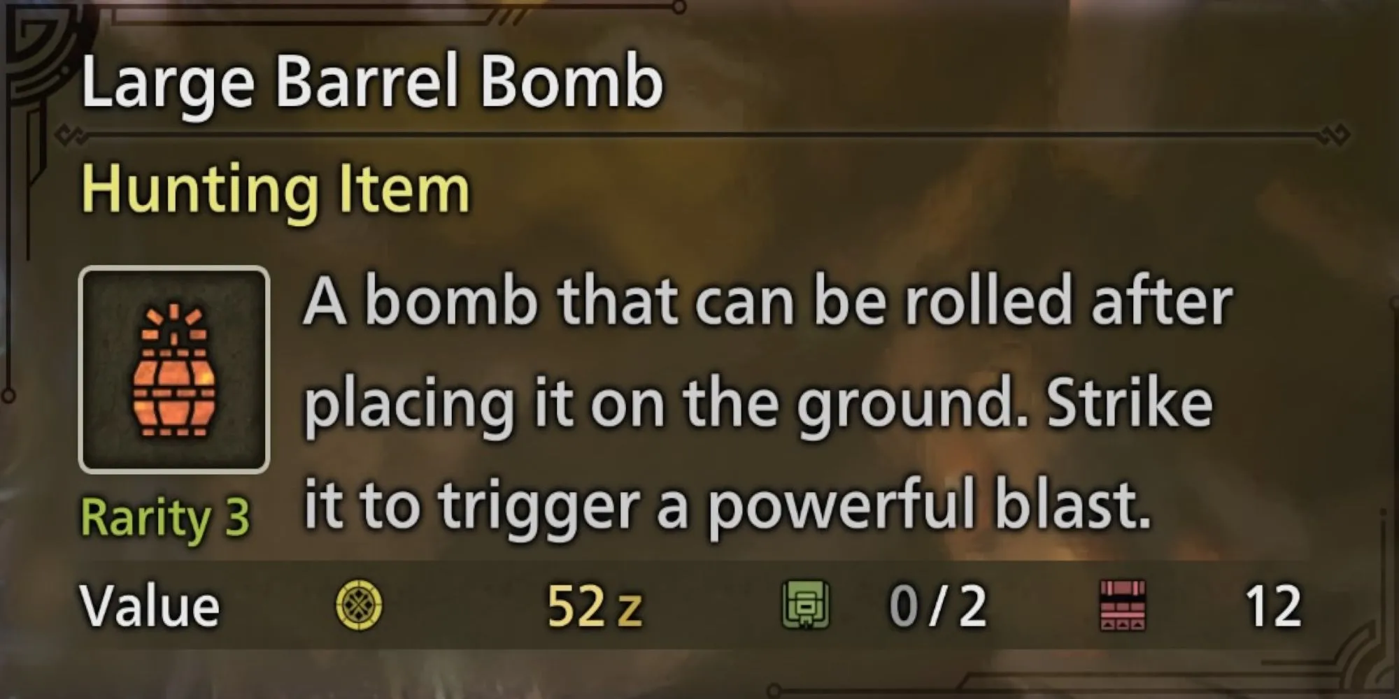 Bom thùng (Barrel Bomb) gây sát thương lớn lên quái vật trong Monster Hunter Wilds