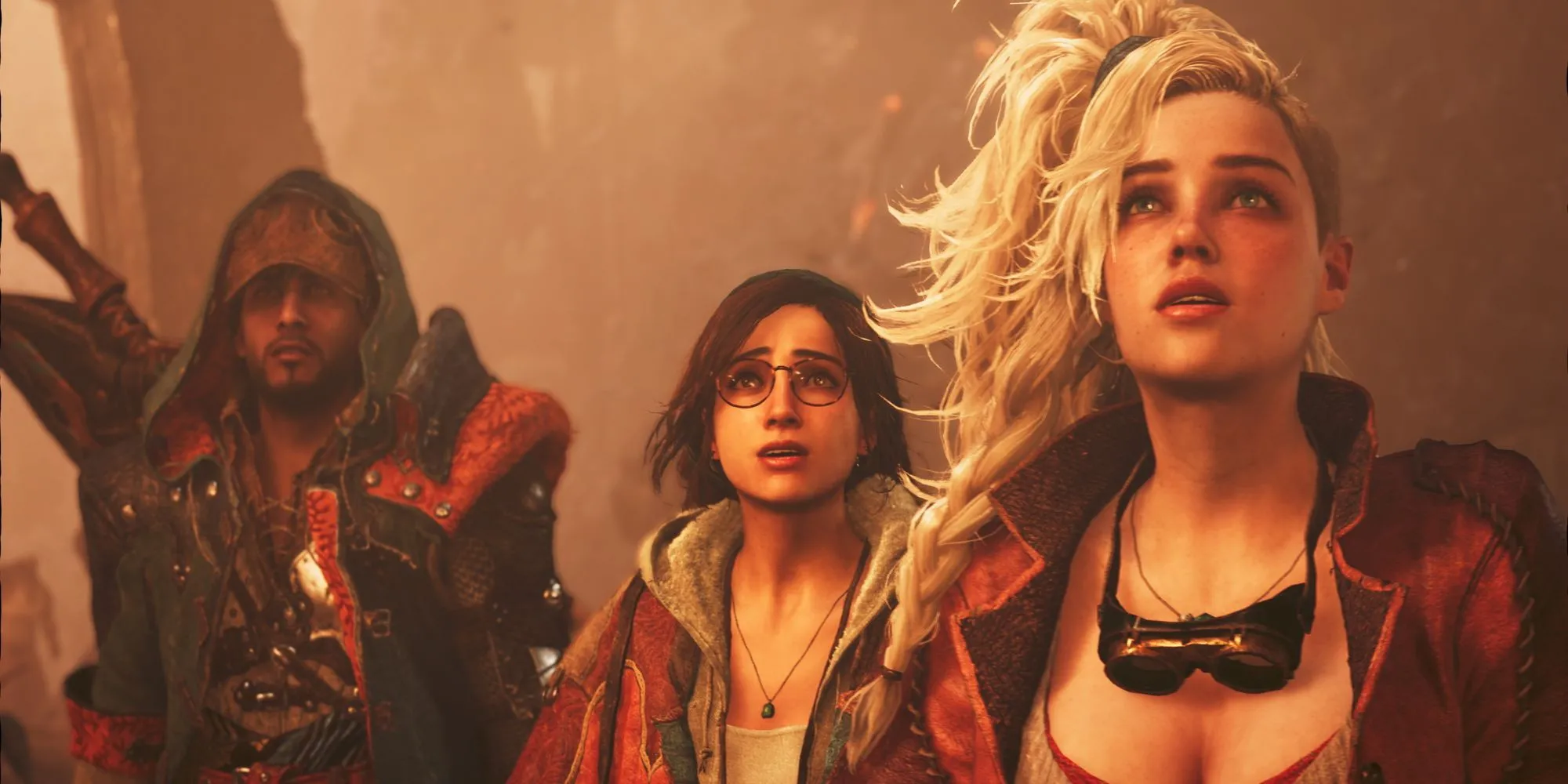 Các nhân vật trong Monster Hunter Wilds thể hiện sự lo lắng và cảnh giác
