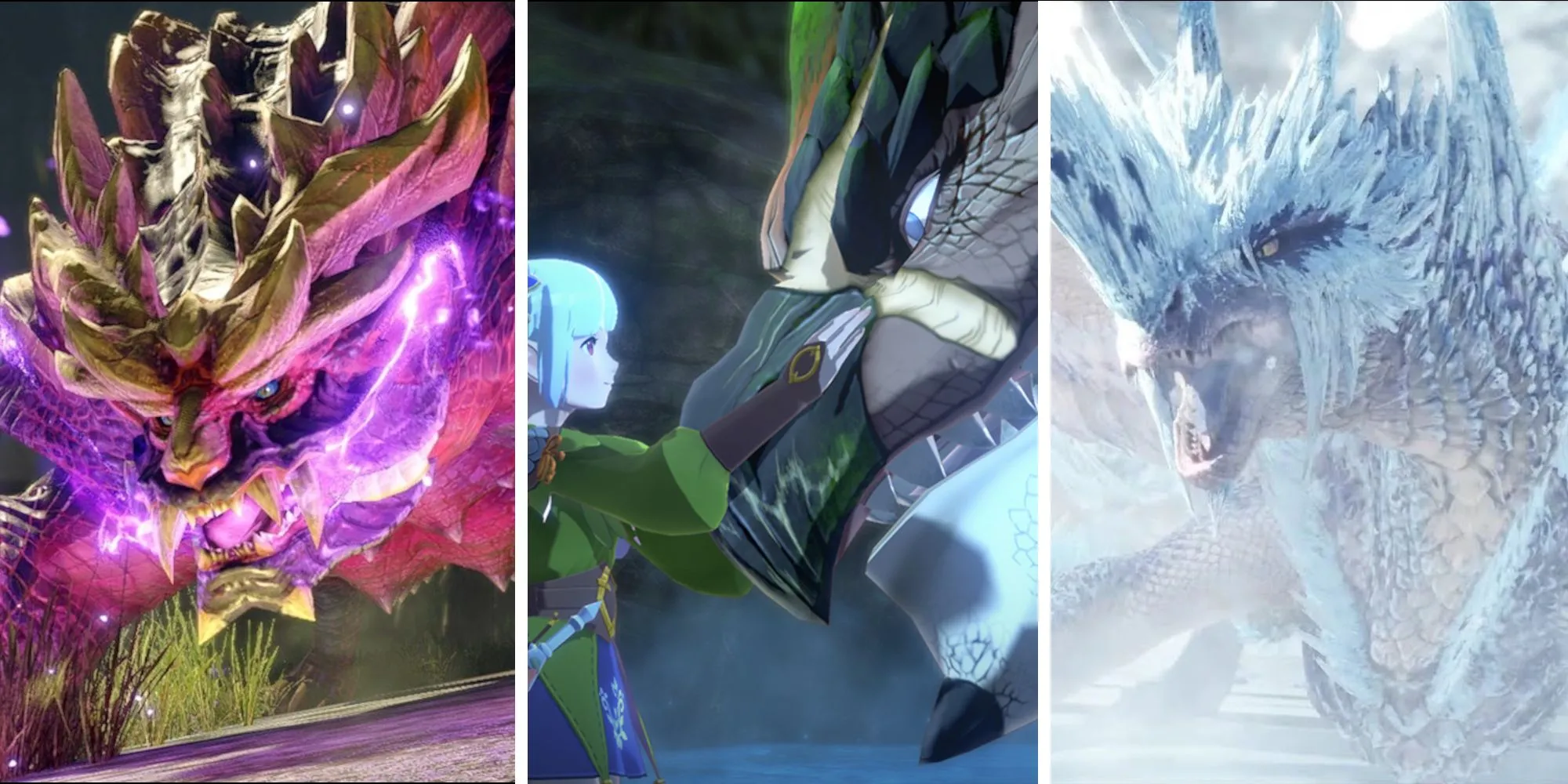 Hướng dẫn mời bạn và chơi cùng trong Monster Hunter Wilds 1 Các quái vật biểu tượng Magnamalo và Velkhana cùng Ena trong Monster Hunter