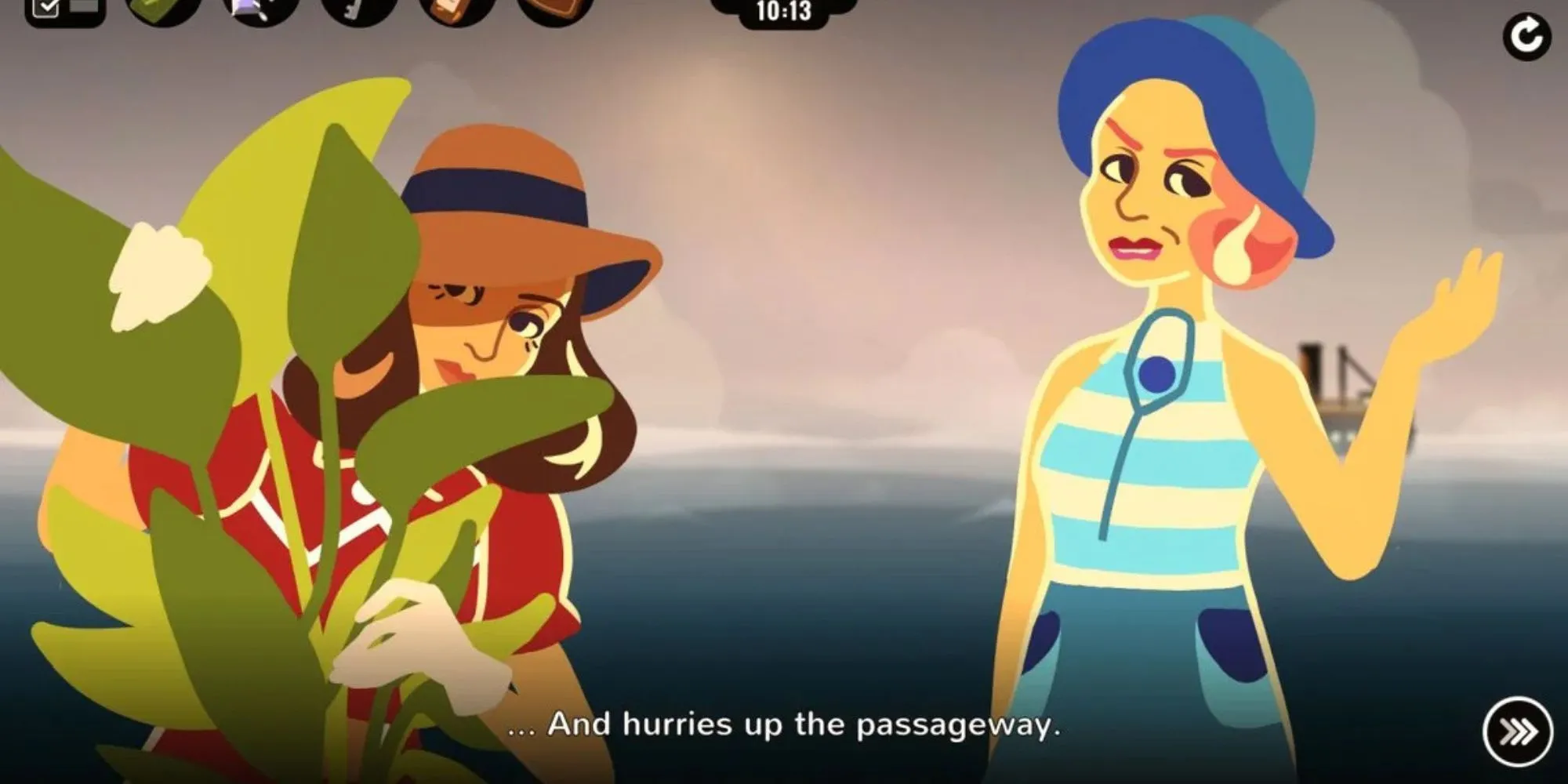 Cuộc hội thoại căng thẳng trên tàu trong game trinh thám Overboard!