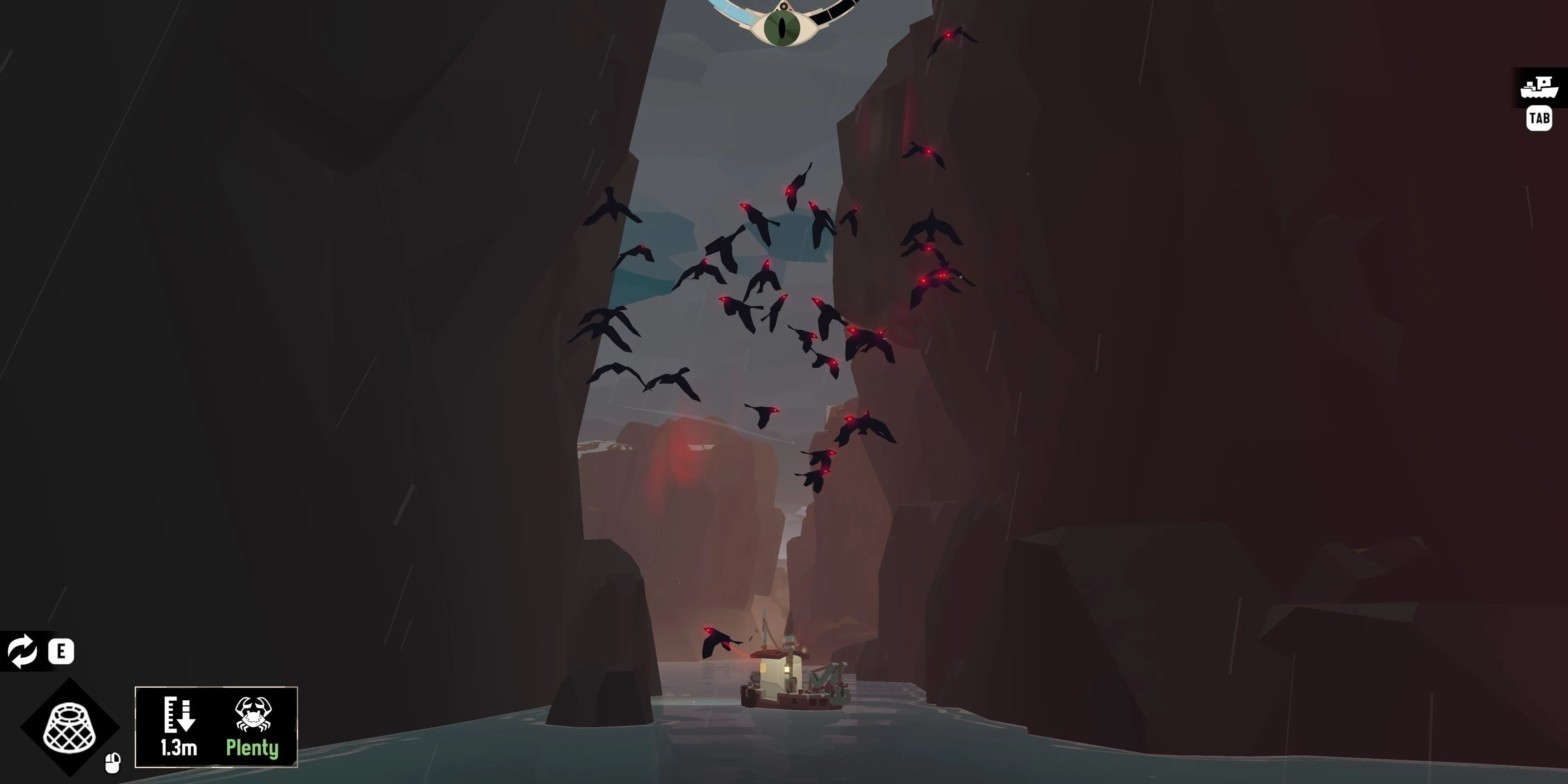 Đàn chim tấn công tàu của người chơi trong game Dredge