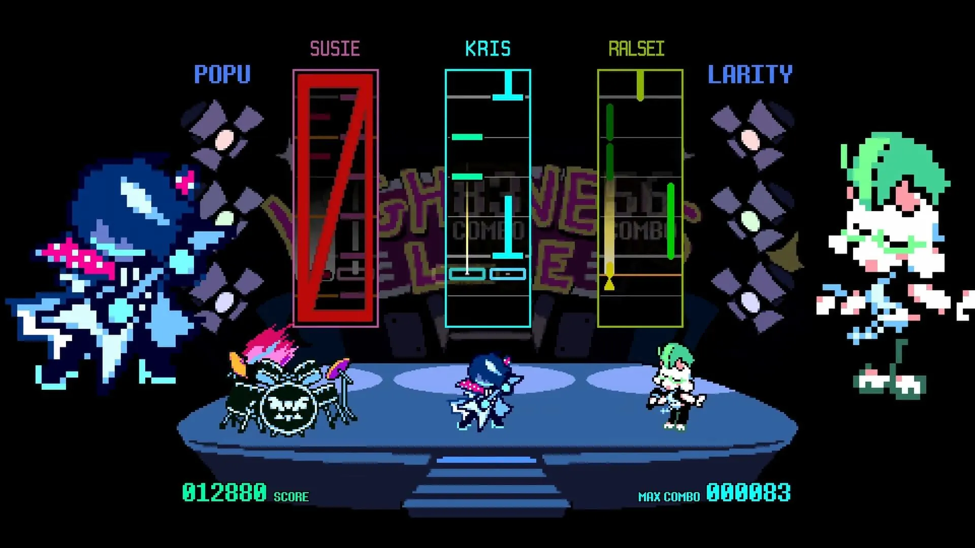 Deltarune Chapter 3 hé lộ cảnh bộ ba nhân vật chính chơi nhạc