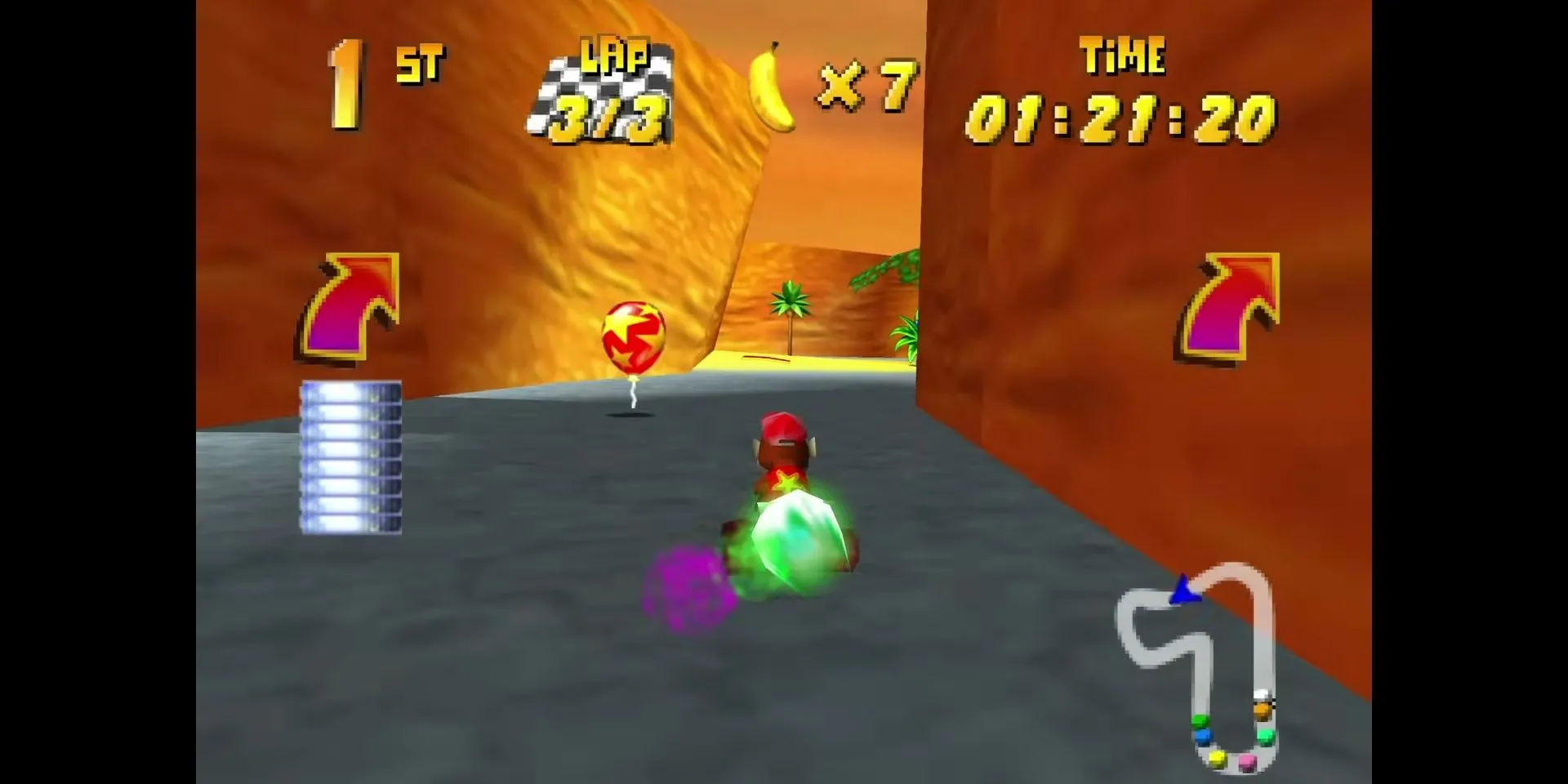 Diddy Kong tăng tốc trong Diddy Kong Racing N64