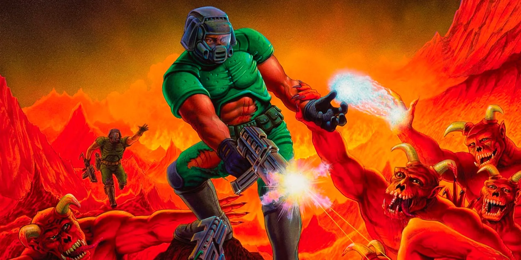 Doomguy chiến đấu với quỷ trong Doom (1993)