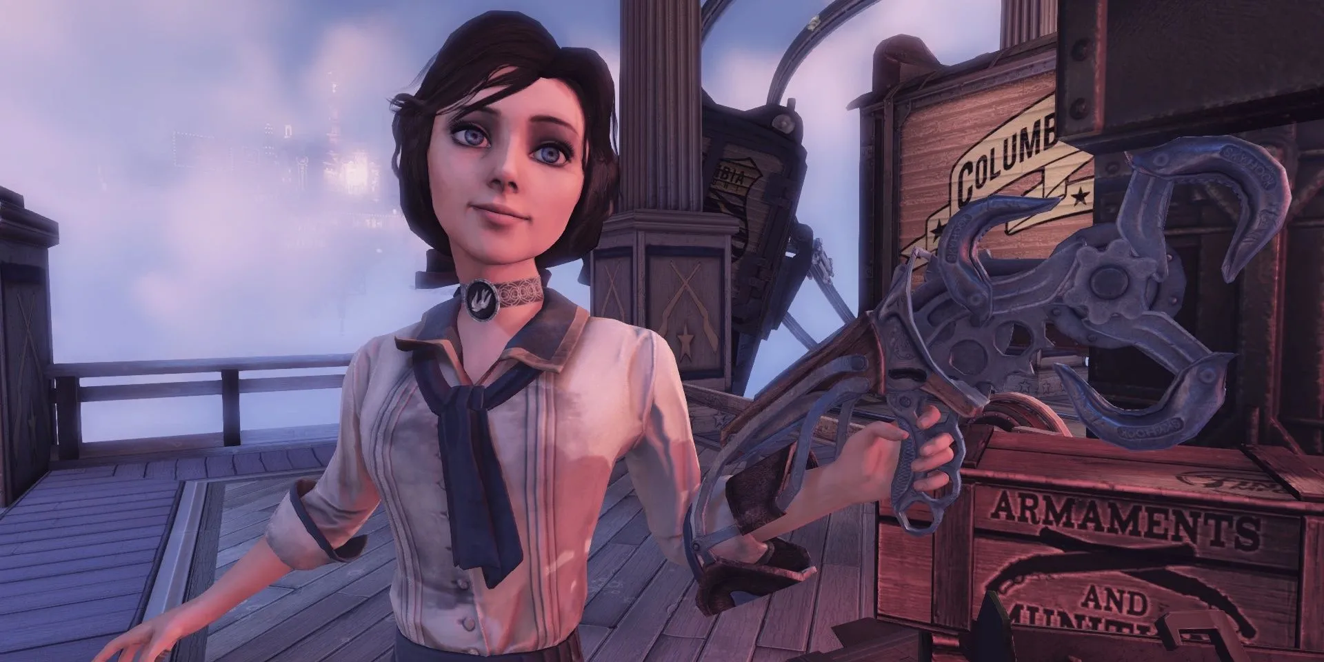 Elizabeth sử dụng SkyHook một cách mạnh mẽ trong thế giới BioShock Infinite