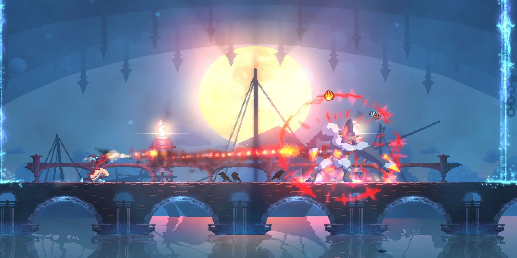 Gameplay của Dead Cells từ Steam với nhân vật chính đang chiến đấu