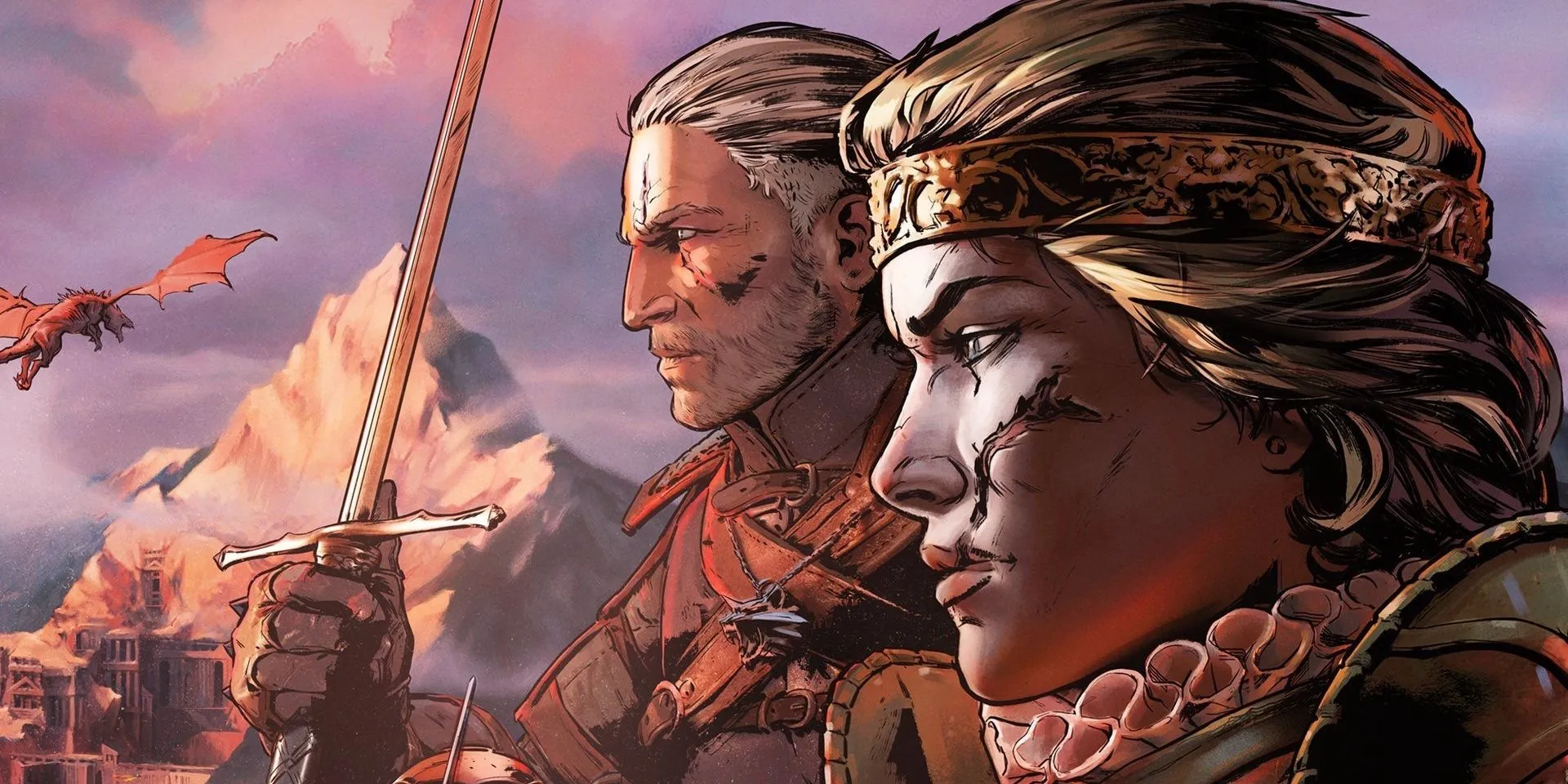 Geralt và Nữ hoàng Meve trong Thronebreaker The Witcher Tales
