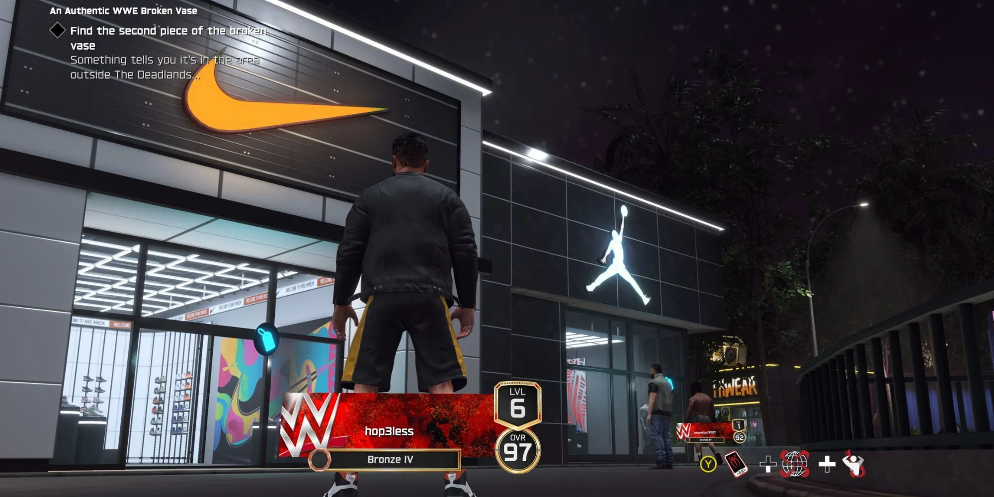 Giao diện mua sắm vật phẩm cho MySUPERSTAR trong chế độ The Island của WWE 2K25
