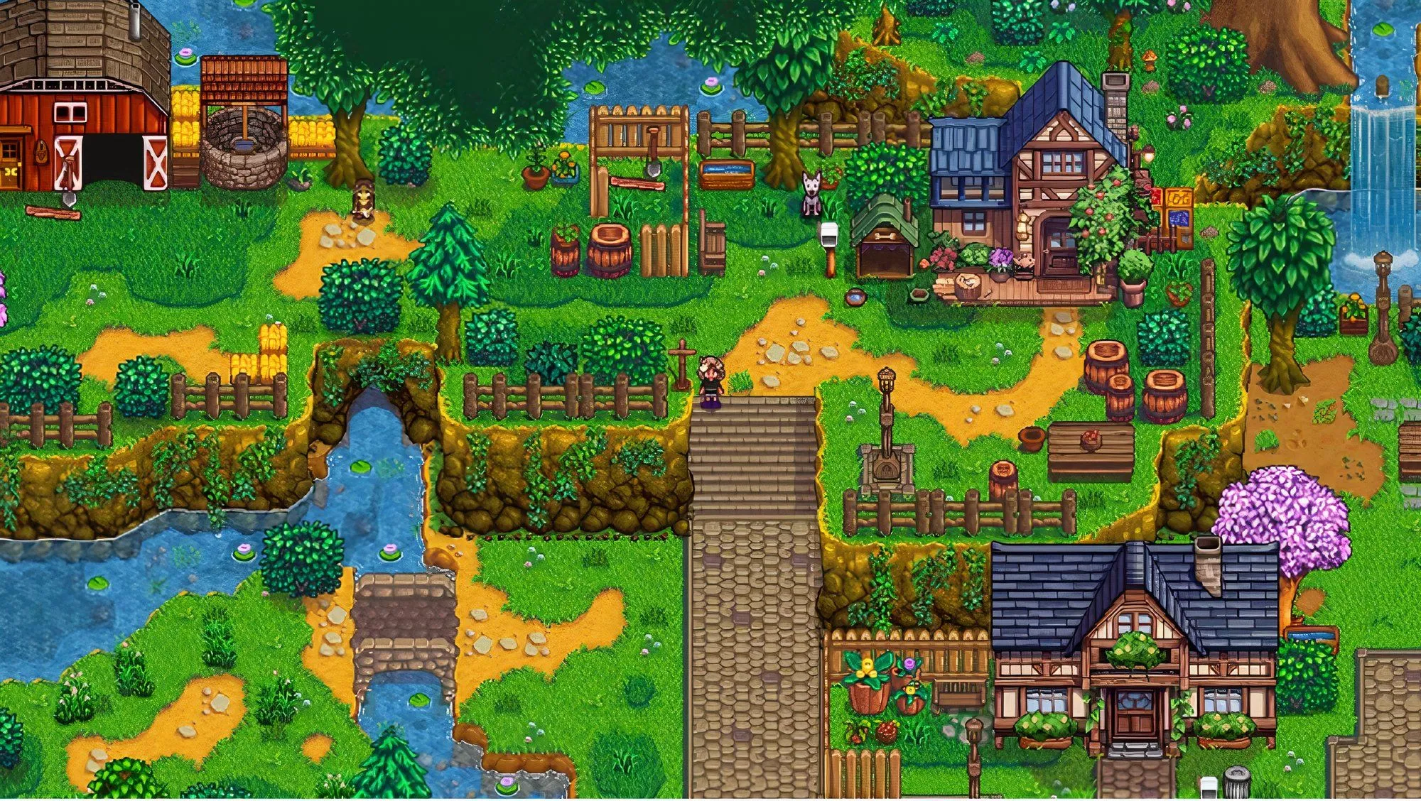 Giao diện pixel art của mod Baldur's Village kết hợp Baldur's Gate 3 và Stardew Valley