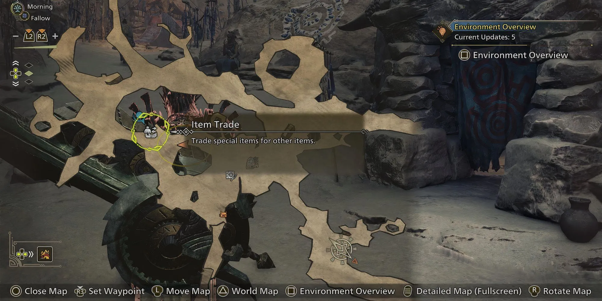 Giao diện trao đổi vật phẩm với thương nhân trong Monster Hunter Wilds