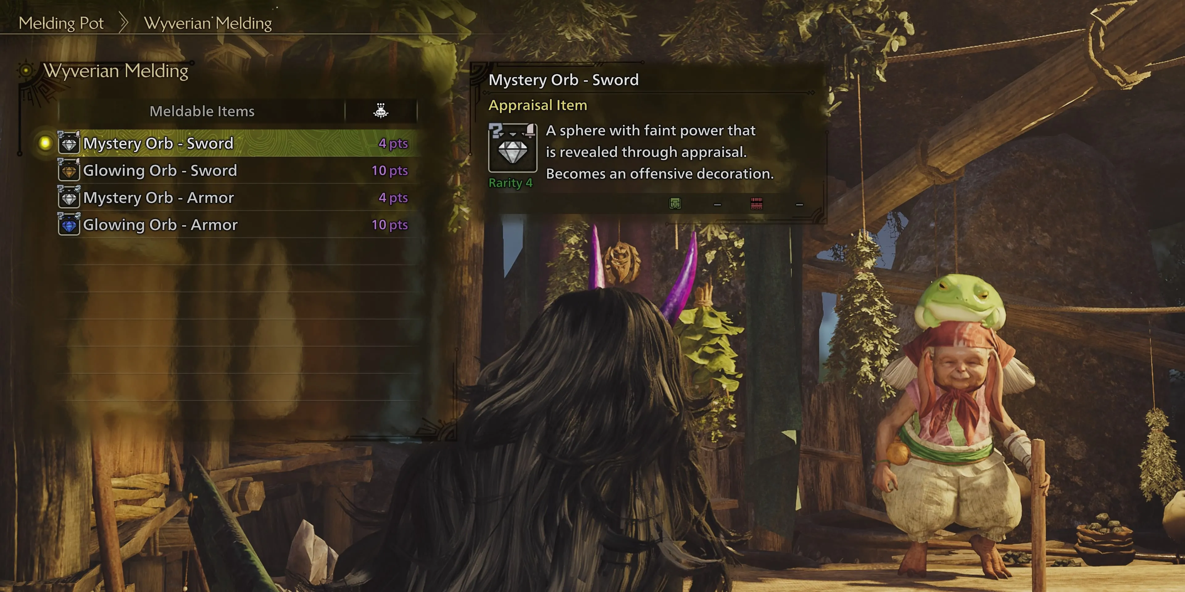 Giao diện Wyverian Melding chế tạo ngọc quý trong Monster Hunter Wilds