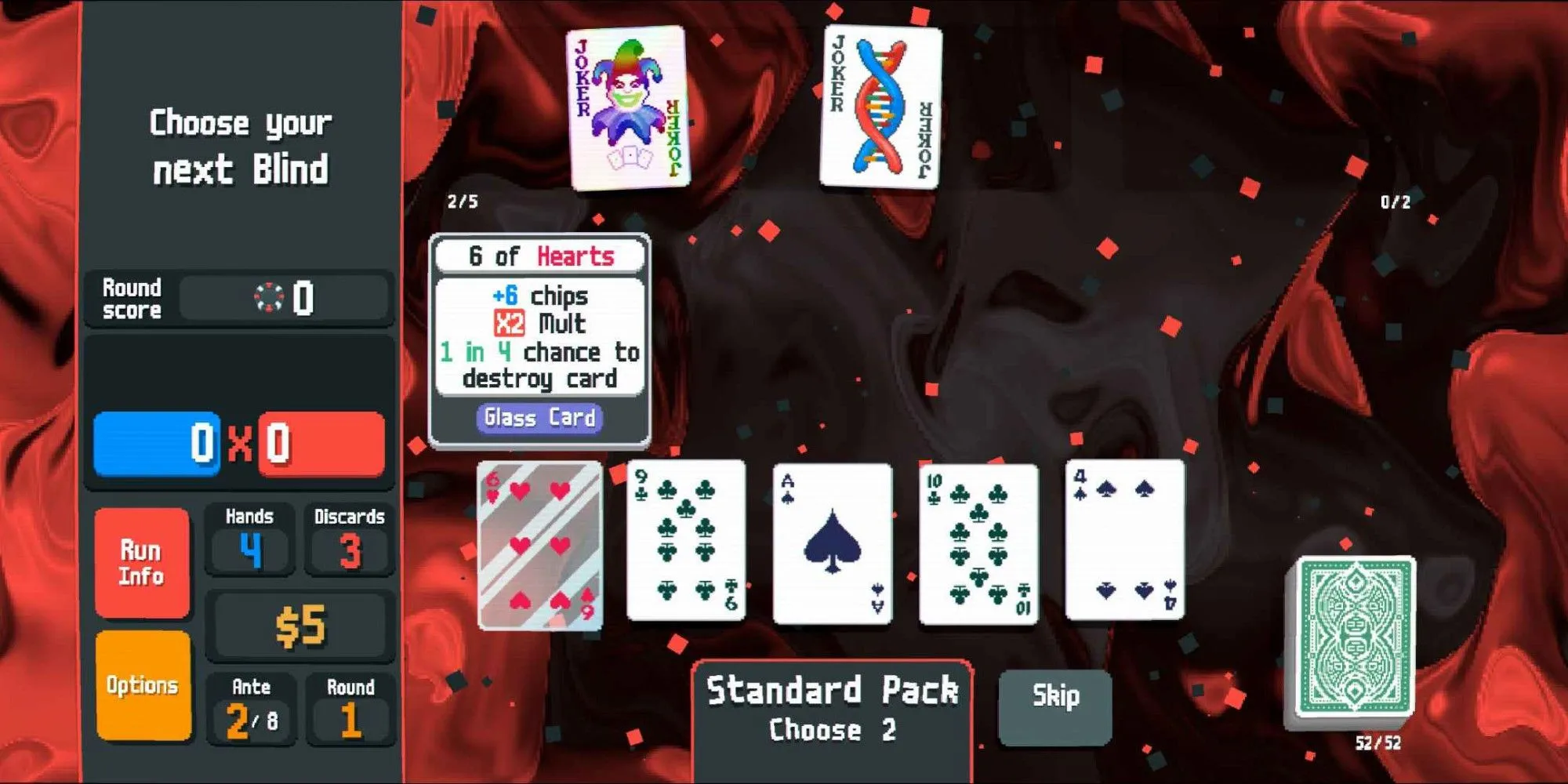 Gói bài tiêu chuẩn trong game Balatro với thiết kế lá bài độc đáo