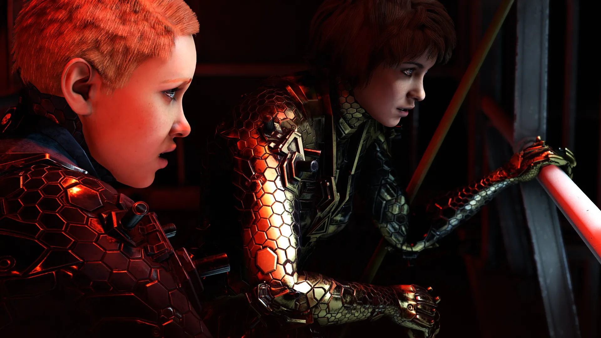 Hai nhân vật chính của Wolfenstein Youngblood trên một chiếc Zeppelin