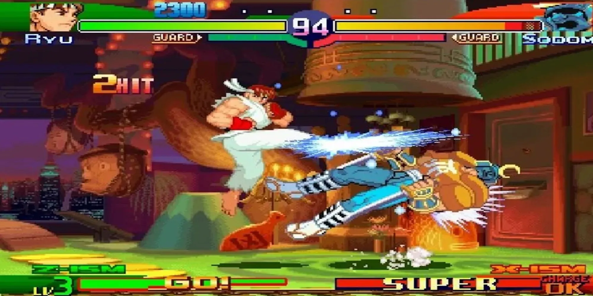 Hai nhân vật đang giao chiến trong Street Fighter Alpha 3