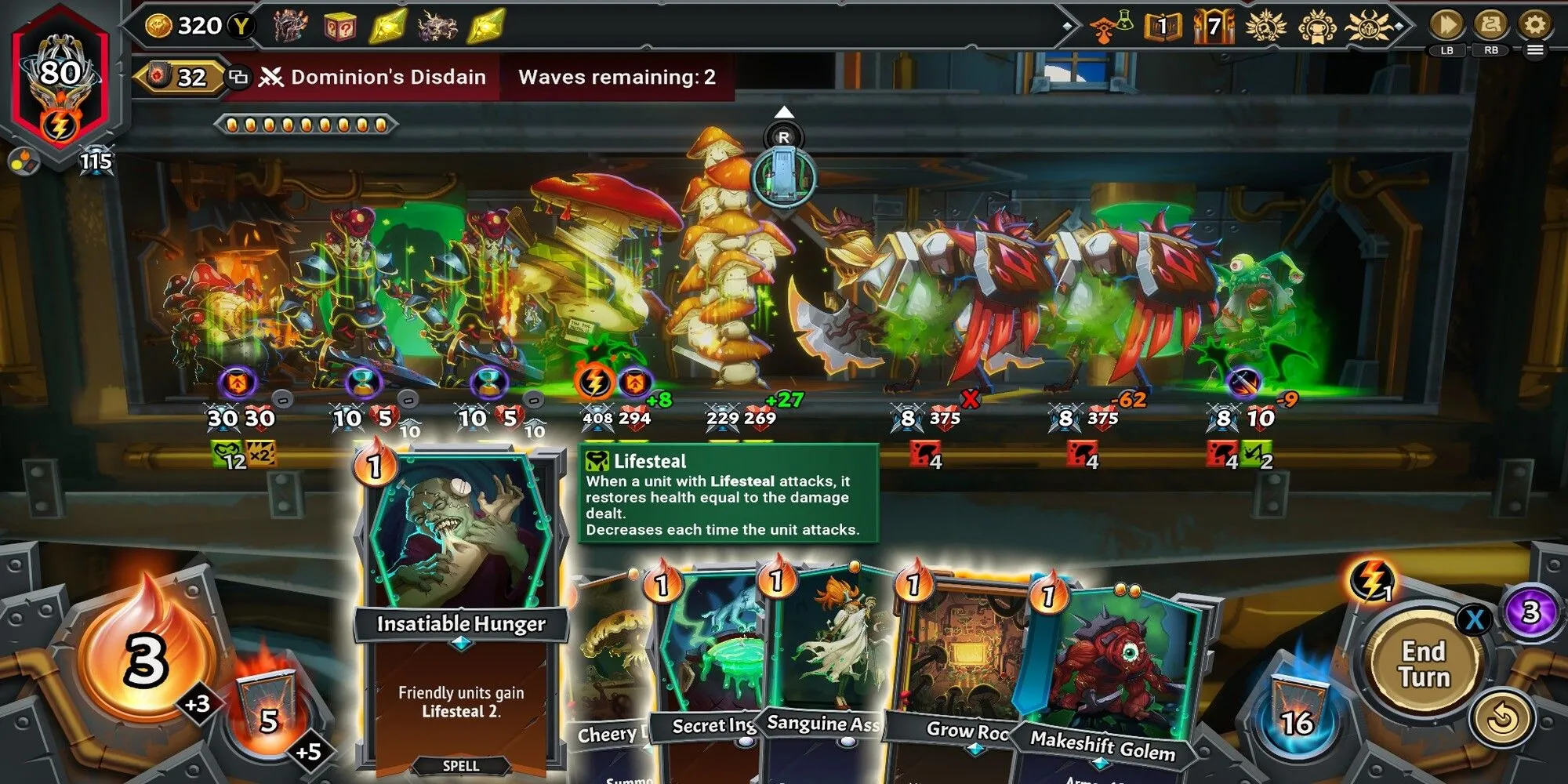 Hiển thị các đơn vị mạnh mẽ (stat stacking) trong một lượt chơi tộc UnderLegion