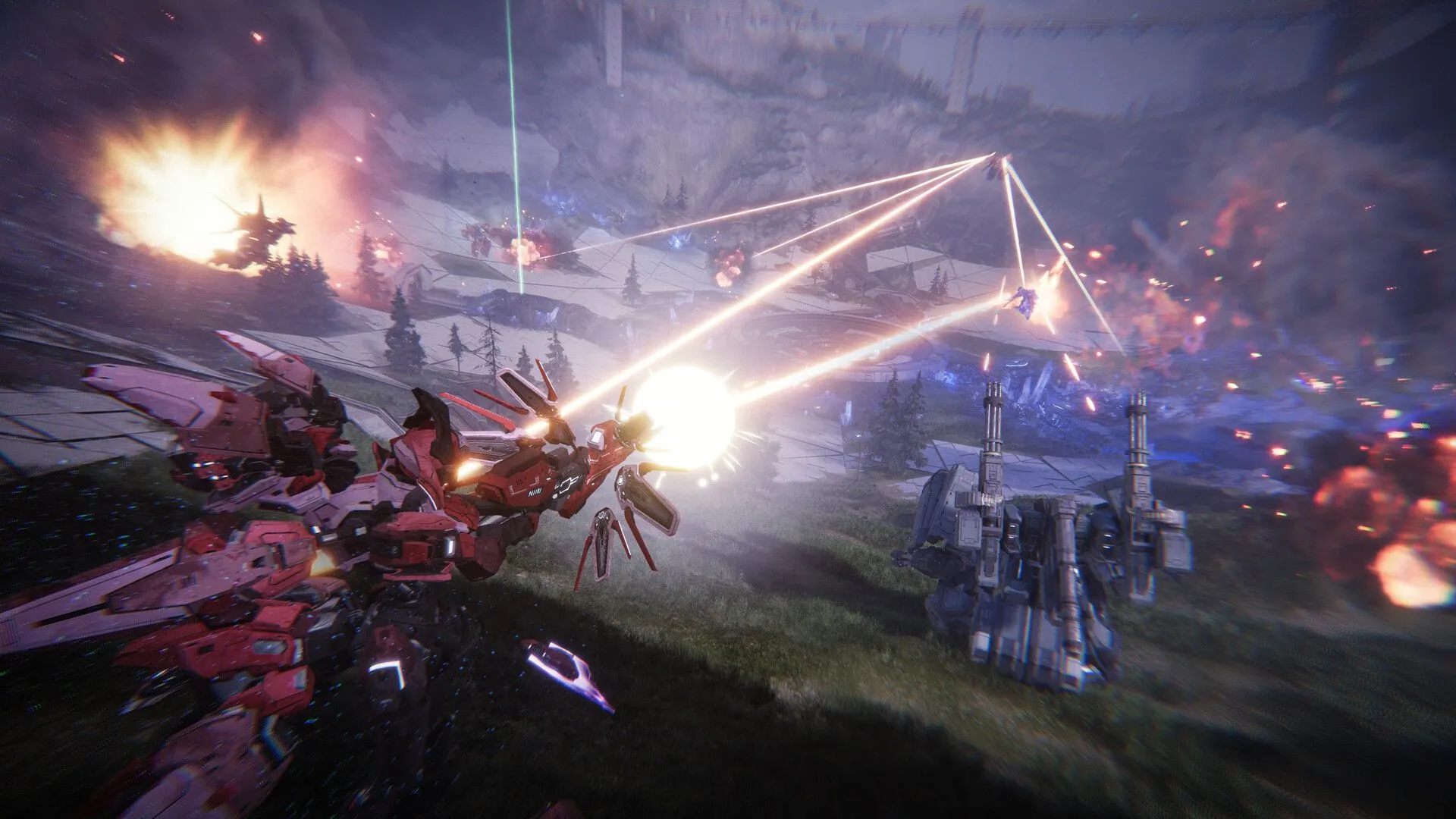 Hình ảnh chiến đấu hoành tráng trong game Mecha Break trên Xbox