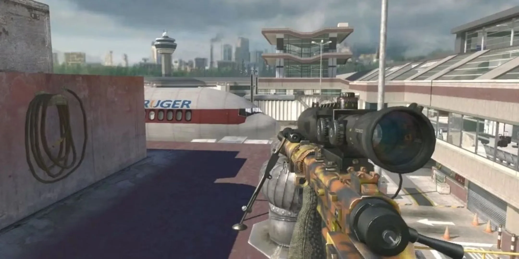 Khẩu súng trường bắn tỉa Intervention huyền thoại trong Call of Duty Modern Warfare 2 tại map Terminal