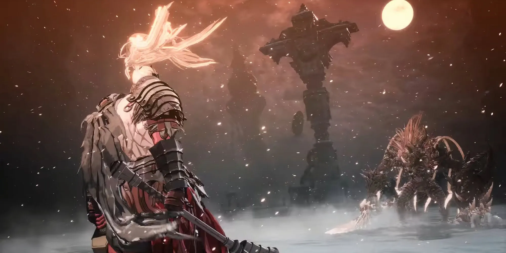 Khazan đối đầu một con boss khổng lồ trong The First Berserker Khazan