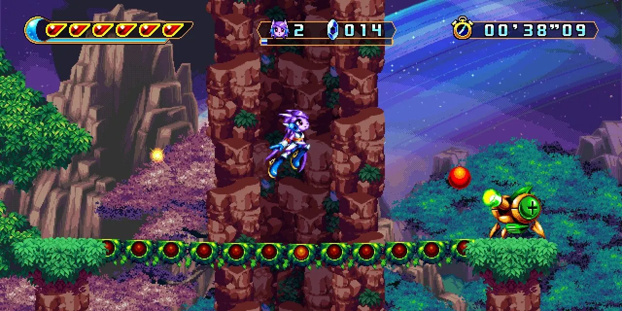 Lilac đang nhảy trong Freedom Planet 2, thể hiện sự nhanh nhẹn của nhân vật.