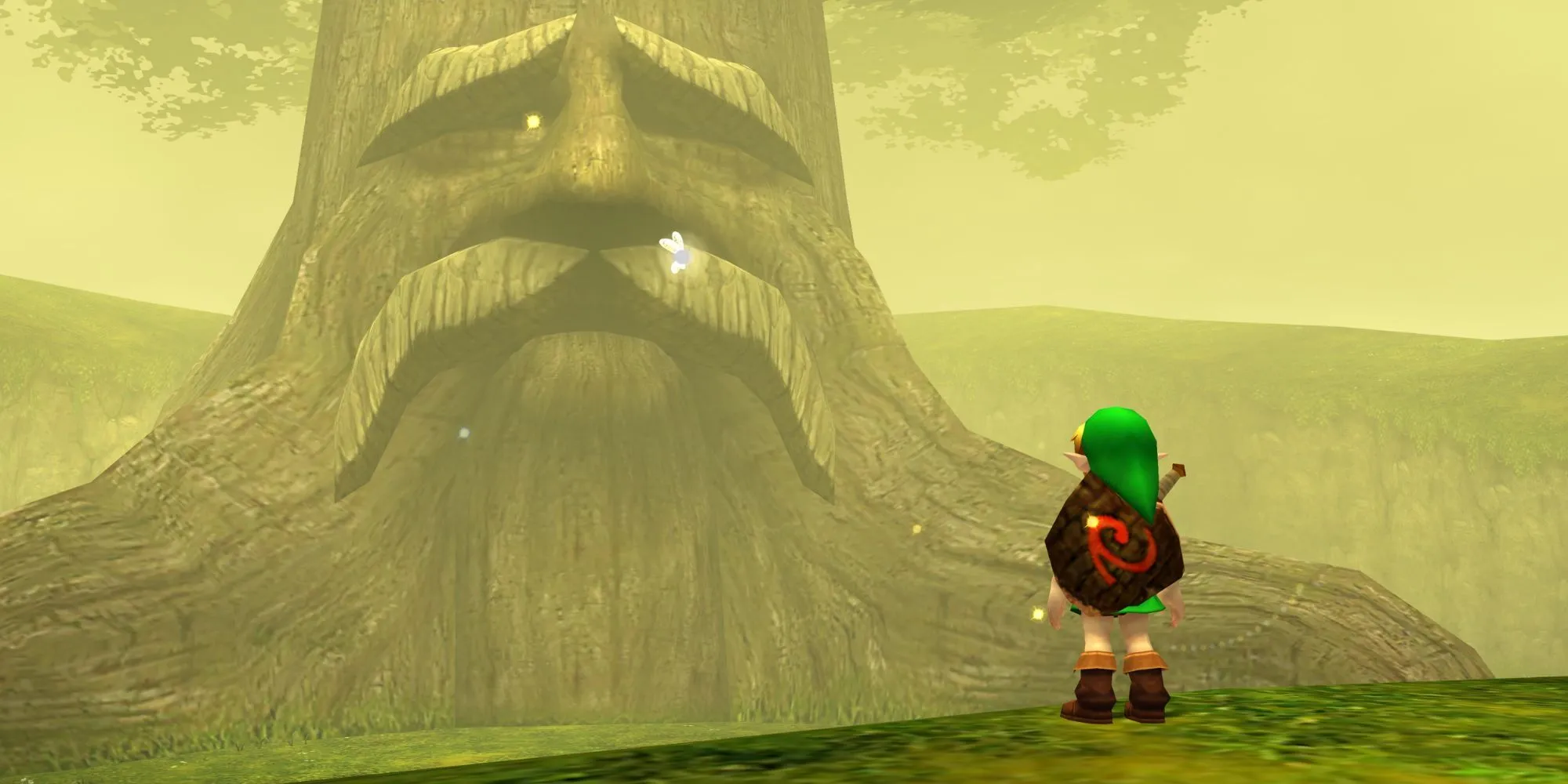 Link đối thoại cùng Cây Đại Thụ Deku trong The Legend of Zelda: Ocarina of Time
